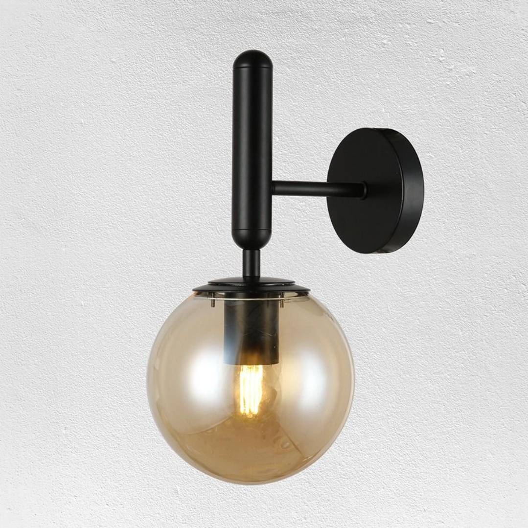 Світильник настінний Faro Bollo Black+Amber D-15 см E27 240931-100003697