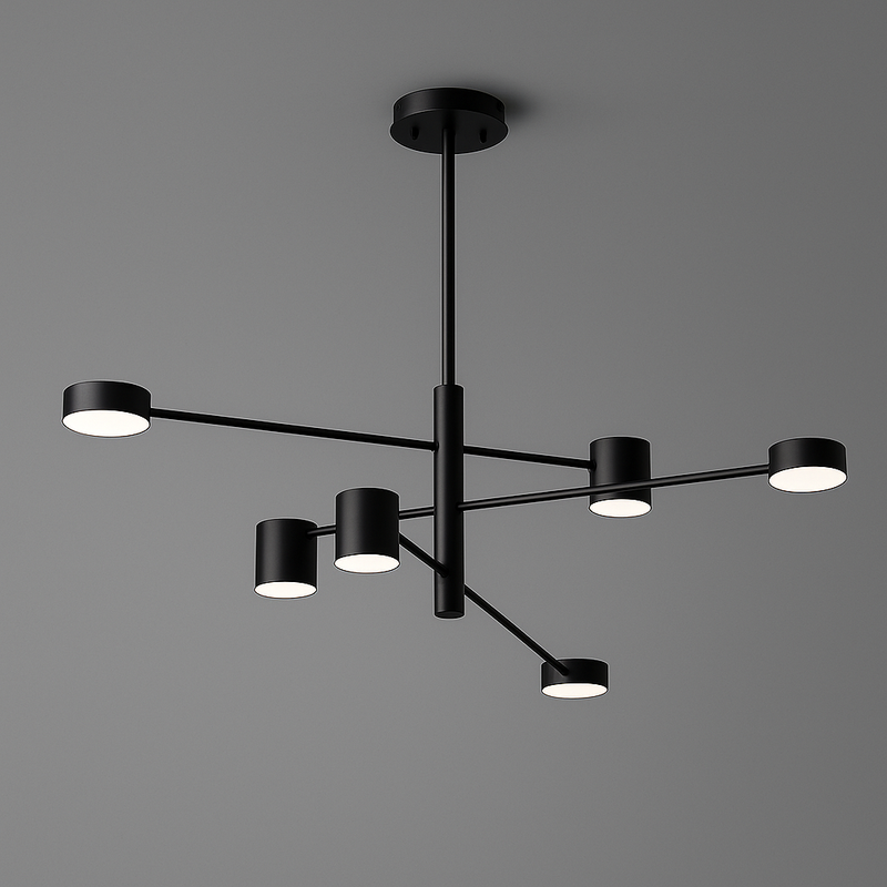 Люстра чорна в стилі мінімалізм L-100 cm Led 30W регульовані промені Супутник Wink на 4 та 6 ламп 211127-100000536