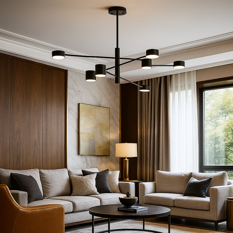 Люстра чорна в стилі мінімалізм L-100 cm Led 30W регульовані промені Супутник Wink на 4 та 6 ламп 211127-100000536