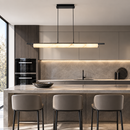 Люстра підвісна чорна видовжена L-120 cm Led 28W Black+White Marble Imitation 260936-100008830