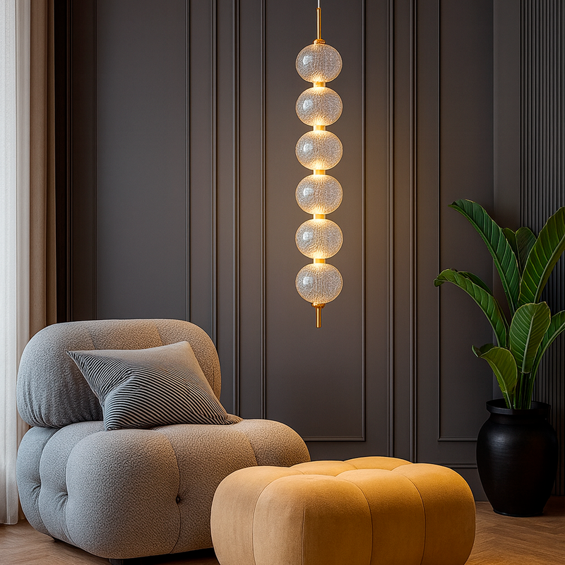 Підвісний світильник золотий з бежевим прозорим плафоном H-80 cm Led 52W Beige clear Colours 250931-100006122