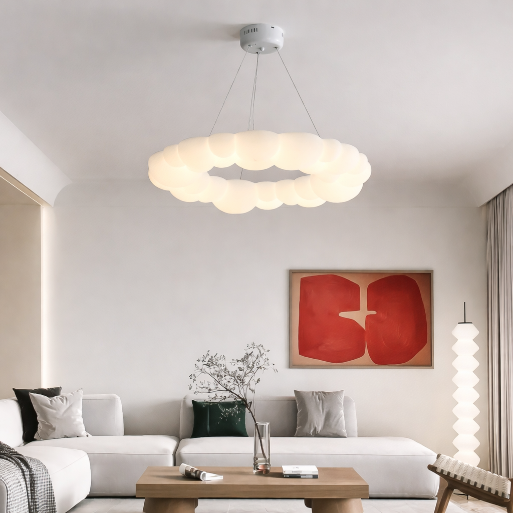 Підвісна люстра біла D-49 cm/ D-68 cm/ D-87 cm Led 72W/ 120W/ 160W White Cloud lamp 240158-100002970
