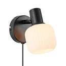 Настінний світильник з вимикачем H-16.5 cm E14 Black+White Gofre 260109-100007169