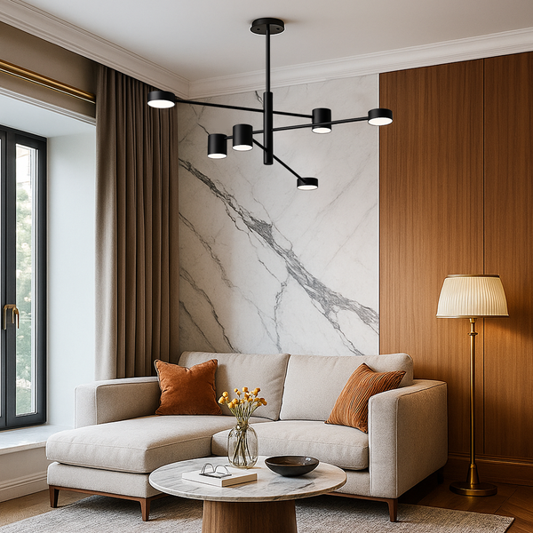 Люстра чорна в стилі мінімалізм L-100 cm Led 30W регульовані промені Супутник Wink на 4 та 6 ламп 211127-100000536