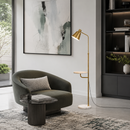 Торшер золотий зі столиком та регульованою висотою з пультом H-170 cm E27 Gold Bell Table 260758-100008341