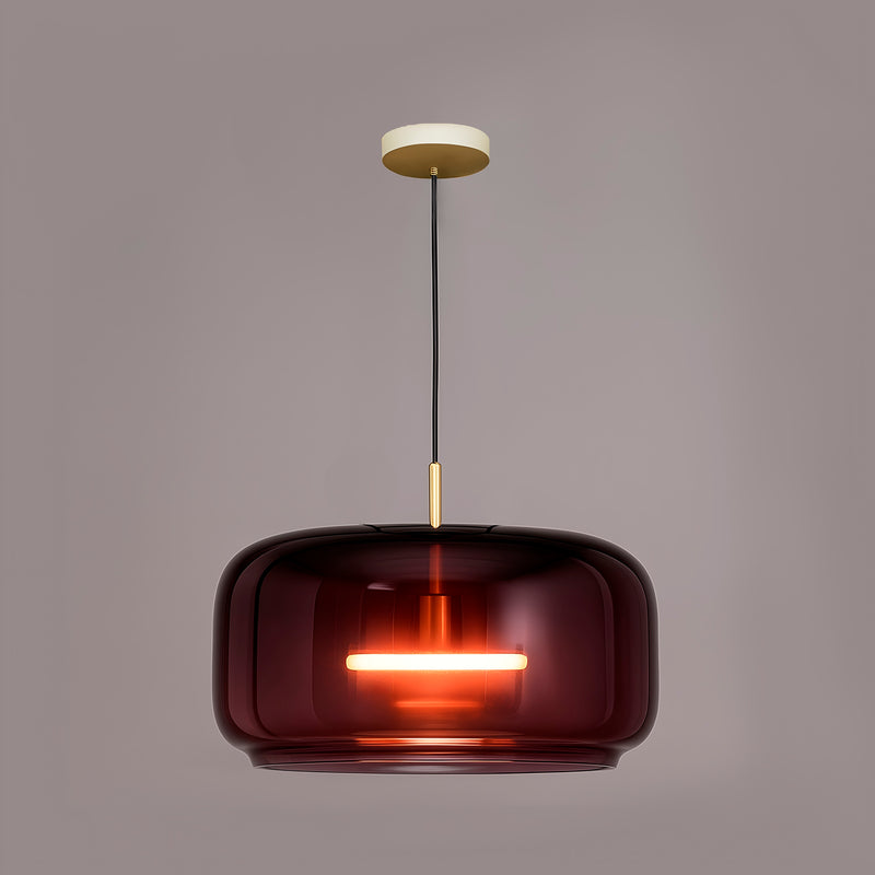 Люстра підвісна з коричневим прозорим плафоном D-33 cm H-20 cm Led Gold Jube Bb 230114-57283