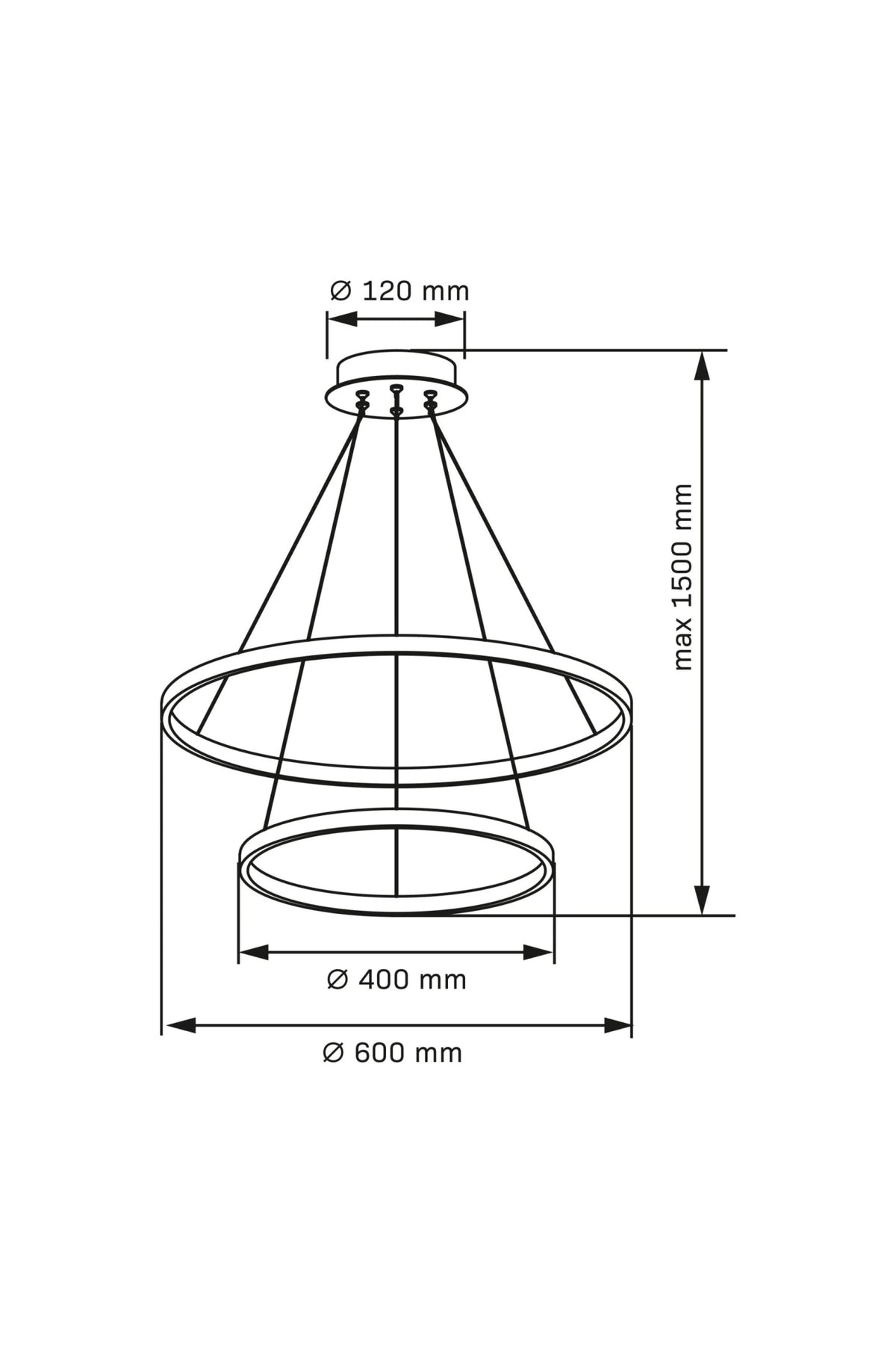 Підвісна люстра чорна D-60 cm Led 35W 4000K Black Rings 251240-100006881