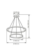 Підвісна люстра чорна D-60 cm Led 35W 4000K Black Rings 251240-100006881