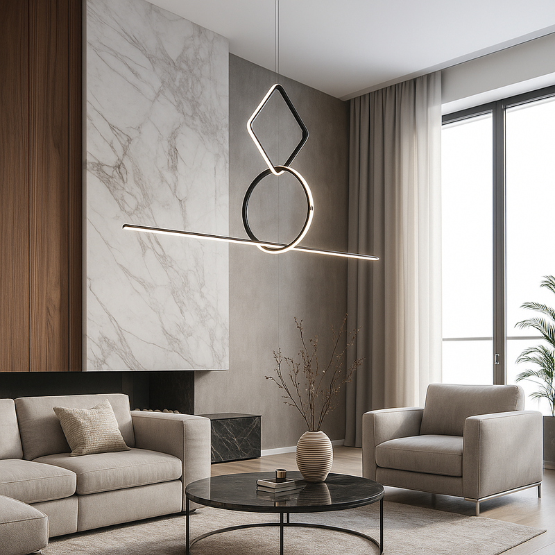 Люстра чорна геометрична підвісна L-170 cm H-137 cm Led 50W 4000K Black Elements 230758-100002336