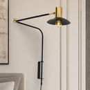Світильник настінний чорний з золотим та поворотним плафоном H-60 cm W-16 cm E27 Black + Gold Omnius 260866-100008594