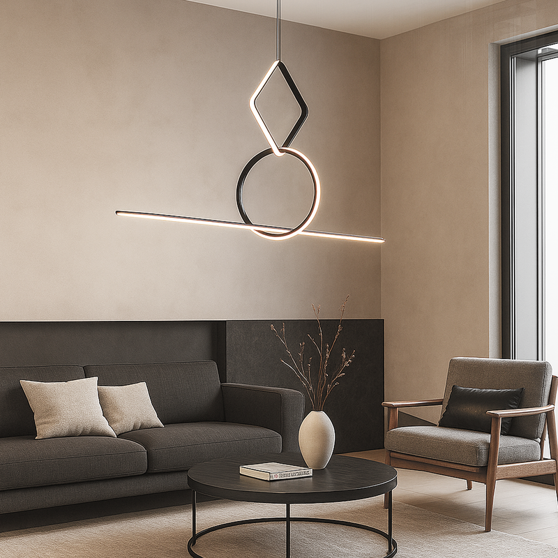 Люстра чорна геометрична підвісна L-170 cm H-137 cm Led 50W 4000K Black Elements 230758-100002336