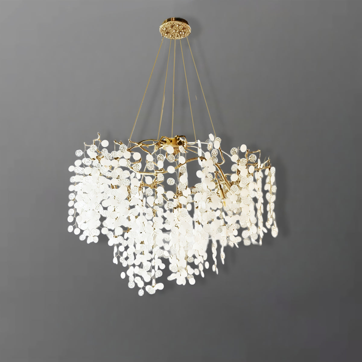 Люстра бронзова з білими матовими пелюстками D-80 cm 10xG9 Bronze + White Alph Seasons Lamp Nature 240558-100003277