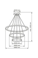 Підвісна люстра чорна D-80 cm Led 60W 4000K Black Rings 260940-100008867