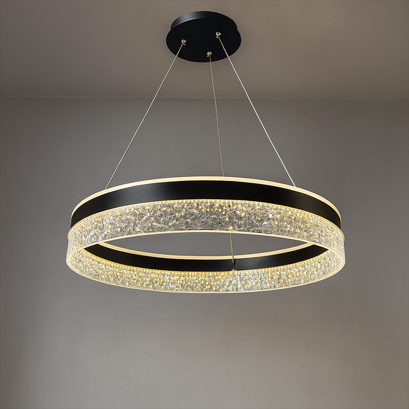 Люстра чорна з кришталевим плафоном D-50 cm Led 72W Circle black 251188-100006588