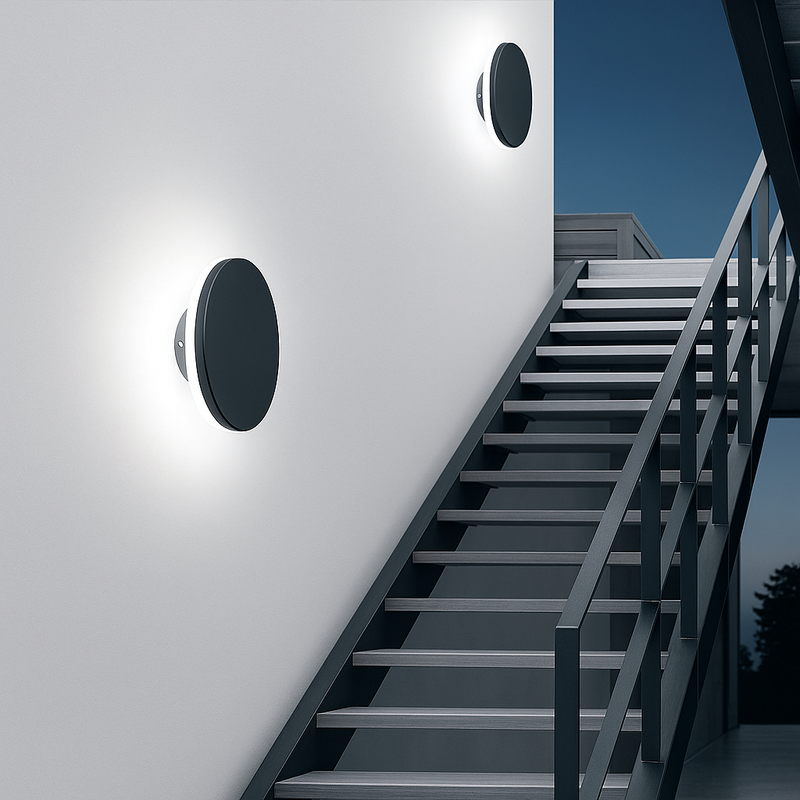 Світильник чорний круглий фасадний світлодіодний Led 12W / 18W Black Vido Circle 251154-100006501