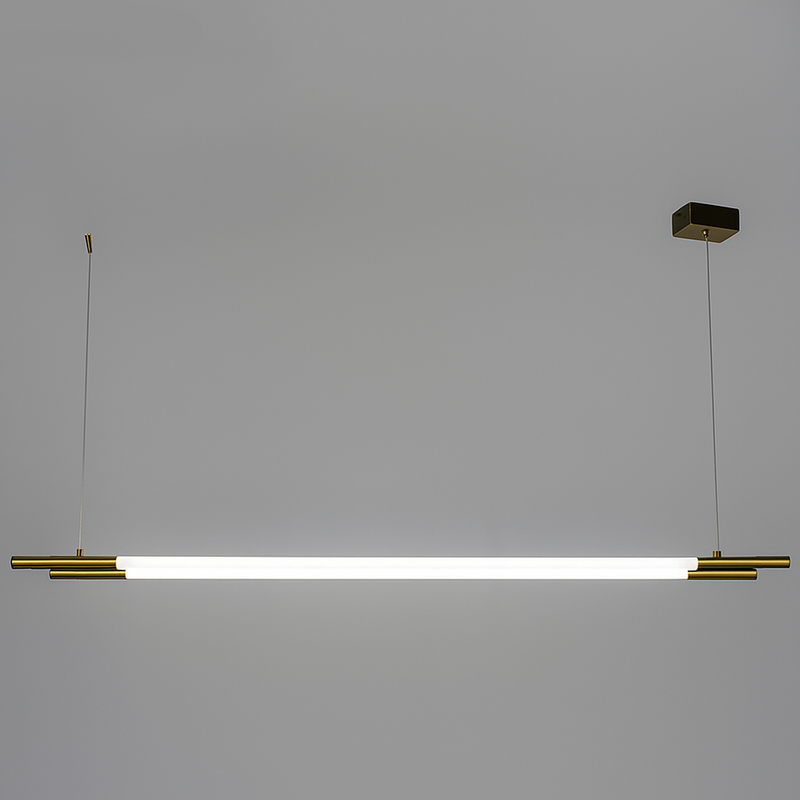 Люстра біла трубчаста видовжена з латунними елементами Led 30W / 50W / 64W / 78W Gold Linear Tube 251118-100006503