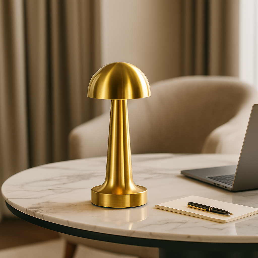 Настільна лампа золота акумуляторна H-22 cm Led Mushroom Gold 251031-100006273