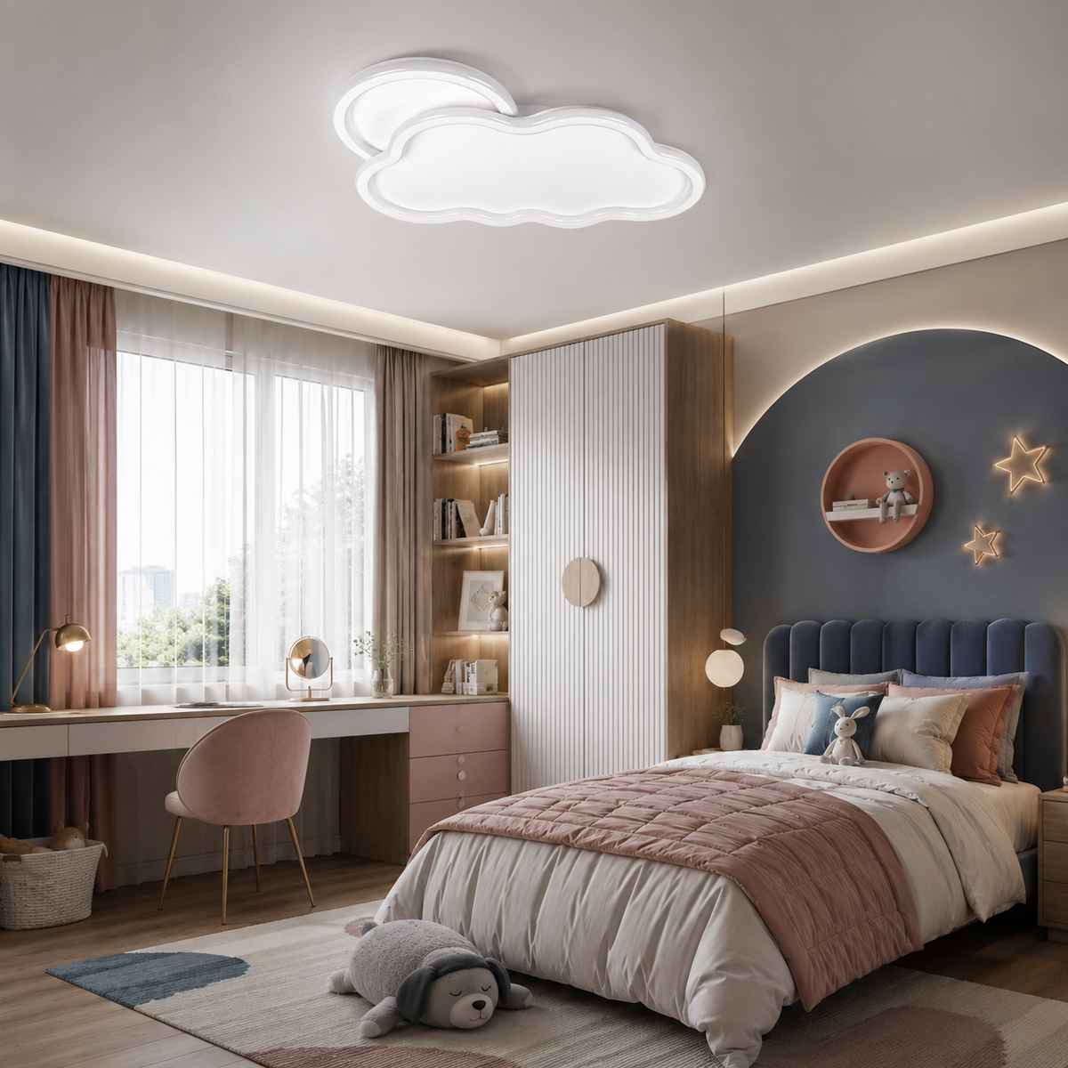 Стельова люстра біла у вигляді хмаринки L - 56 cm H - 4,5 cm Led 66W White Cloud 260531-100007974