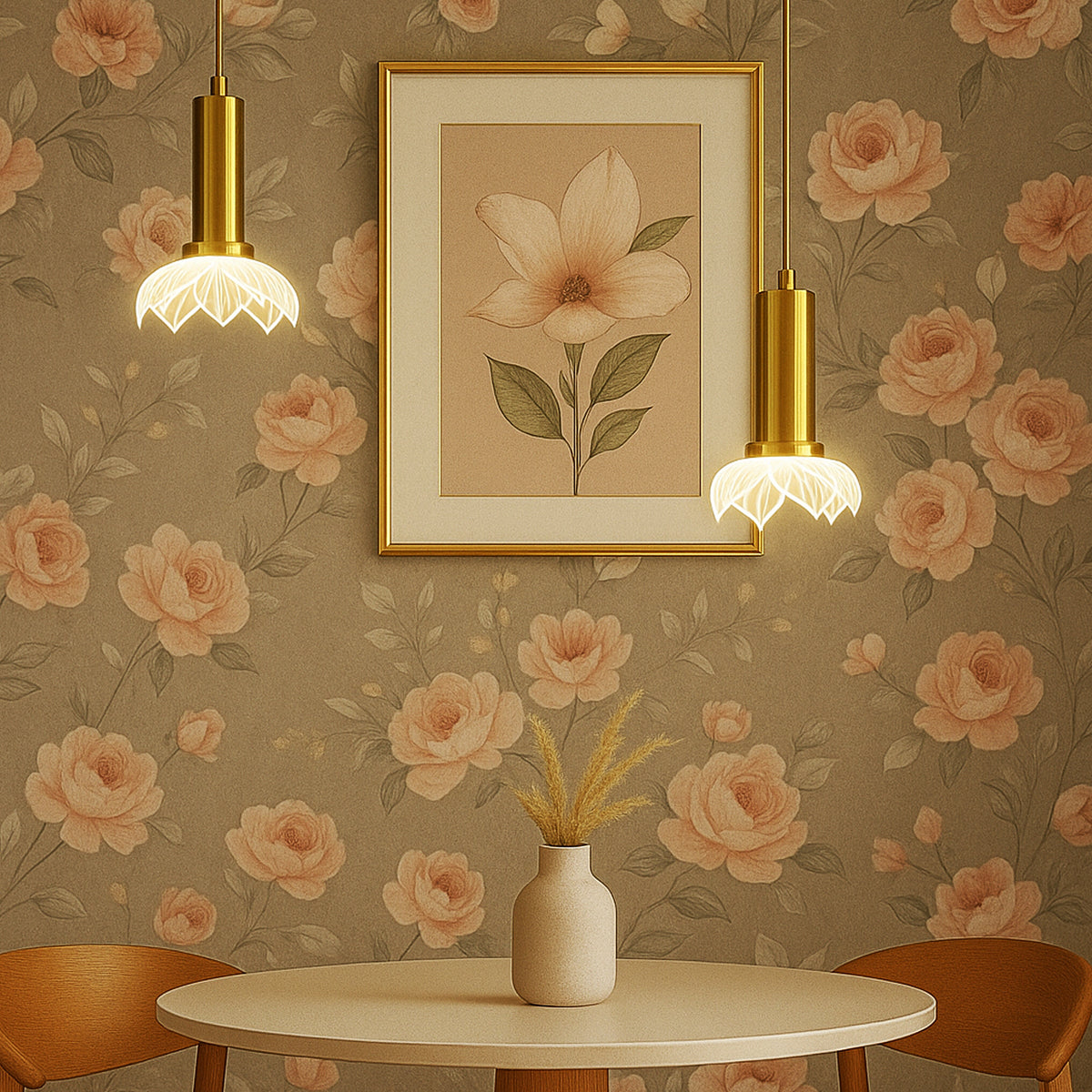 Підвіс золотий з прозорим плафоном Квітка H-20 cm Led Gold+Transparent Flower 250618-100005344