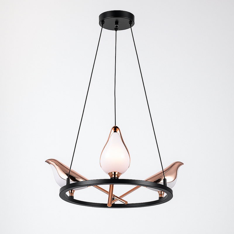 Люстра підвісна золота D-35 cm Led 16W Black+French Gold Birds 251131-100006603