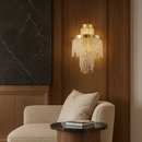 Настінний світильник золотий каскадний з кришталевий H-45 cm Led 30W Gold Crystal Cascade Wall lamp 251235-100006790
