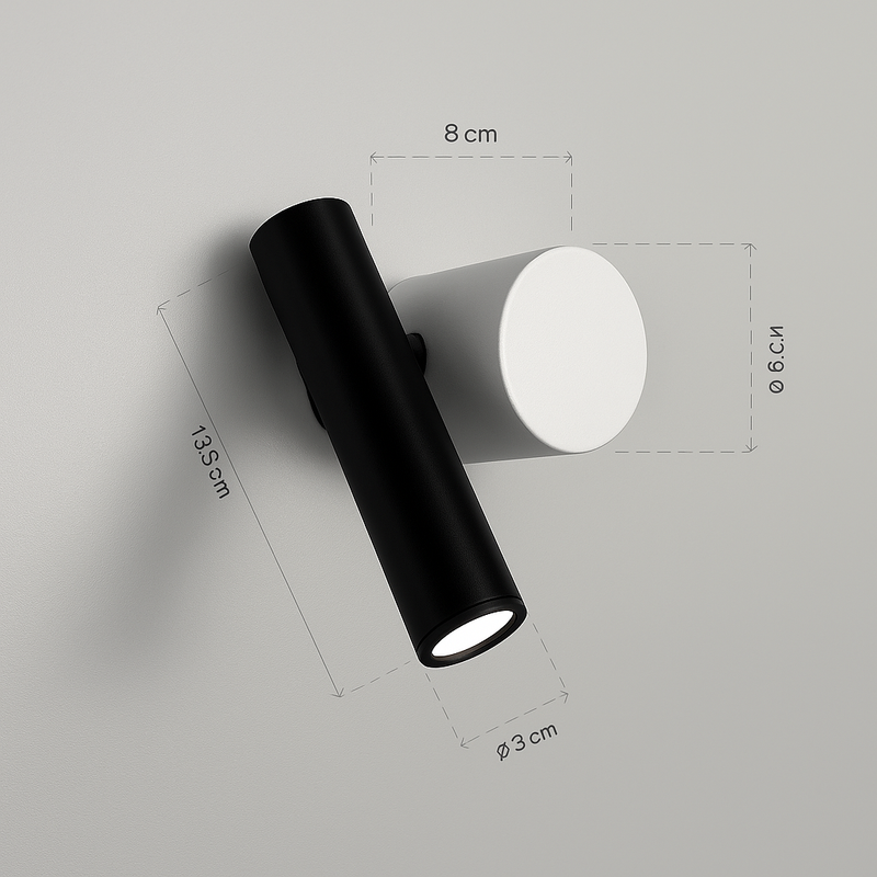 Настінний світильник зі спотом у чорно-білому корпусі L-14 cm Led 3W Black+White Spoty 250818-100005765