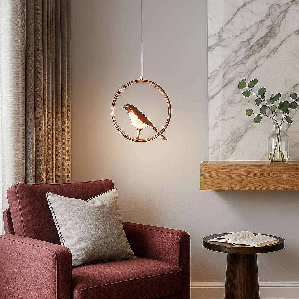 Світильник підвісний золотий D-30 cm Led 6W Black+French Gold Birds 251131-100006599