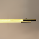 Люстра біла трубчаста видовжена з латунними елементами Led 30W / 50W / 64W / 78W Gold Linear Tube 251118-100006503