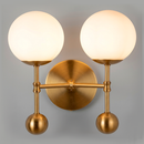 Настінний золотий світильник з двома білими плафонами H-29 cm D-12 cm G9x2 Gold + White Two Wall Bubbles 260335-100007679