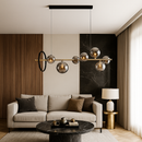 Люстра підвісна золота з чорним Led колом та димчастими плафонами L-90 cm Led+G9x7  12W Modo Bubbles Black+Gold 251131-100006606