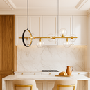 Люстра підвісна золота з чорним Led колом та прозорими плафонами L-90 cm Led+G9x7  12W Modo Bubbles Black+Gold+Clear 251131-100006607