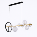 Люстра підвісна золота з чорним Led колом та прозорими плафонами L-90 cm Led+G9x7  12W Modo Bubbles Black+Gold+Clear 251131-100006607