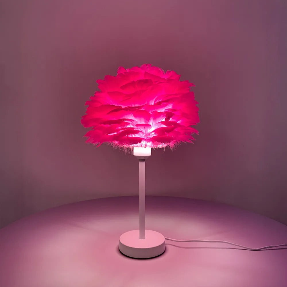 Світильник білий настільний з рожевим пером H-50 cm White+Pink Feather Pink 241018-100003786