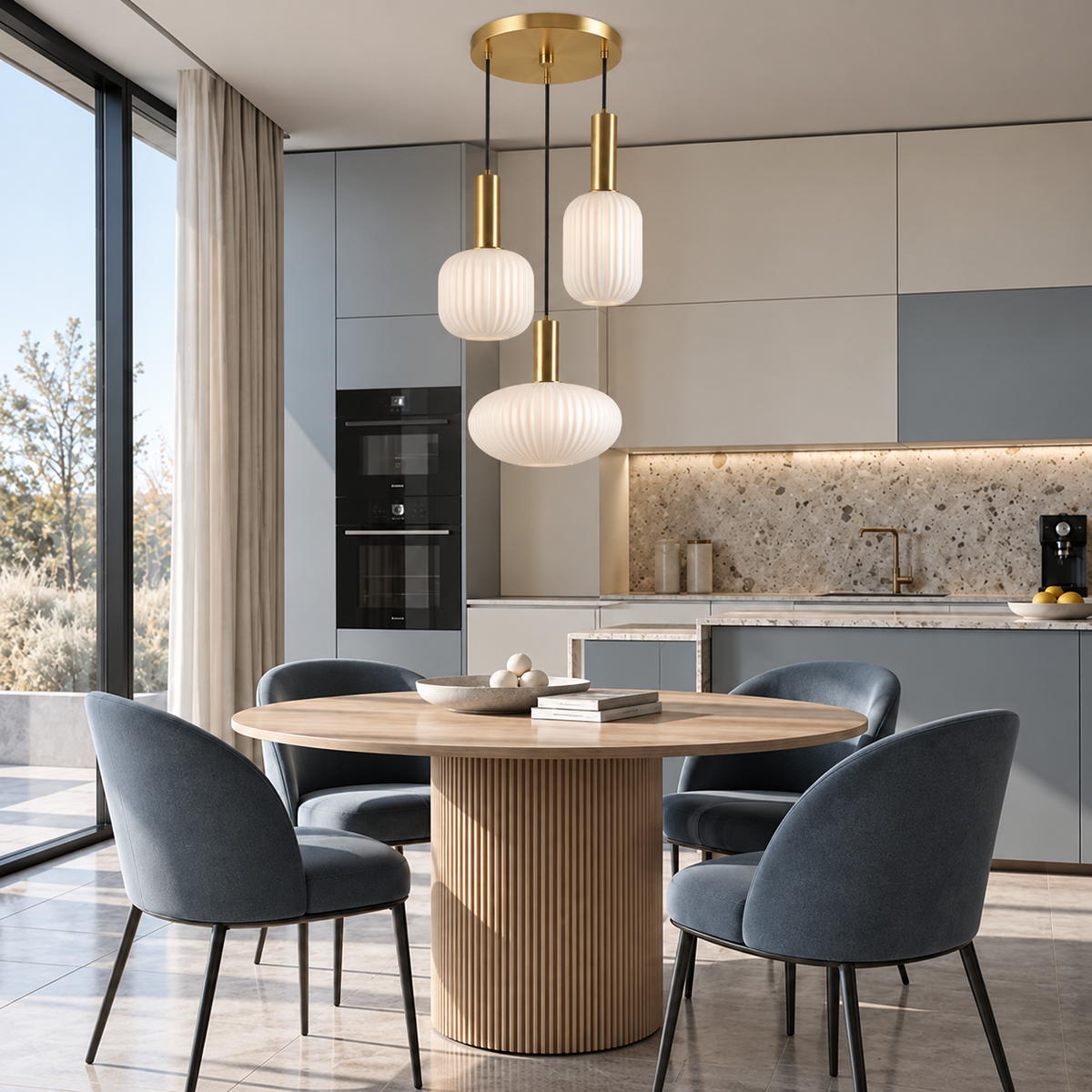 Підвісний світильник D-35 cm з білими плафонами 3xE27 Bronze + White Altom Lamp 260931-100008810