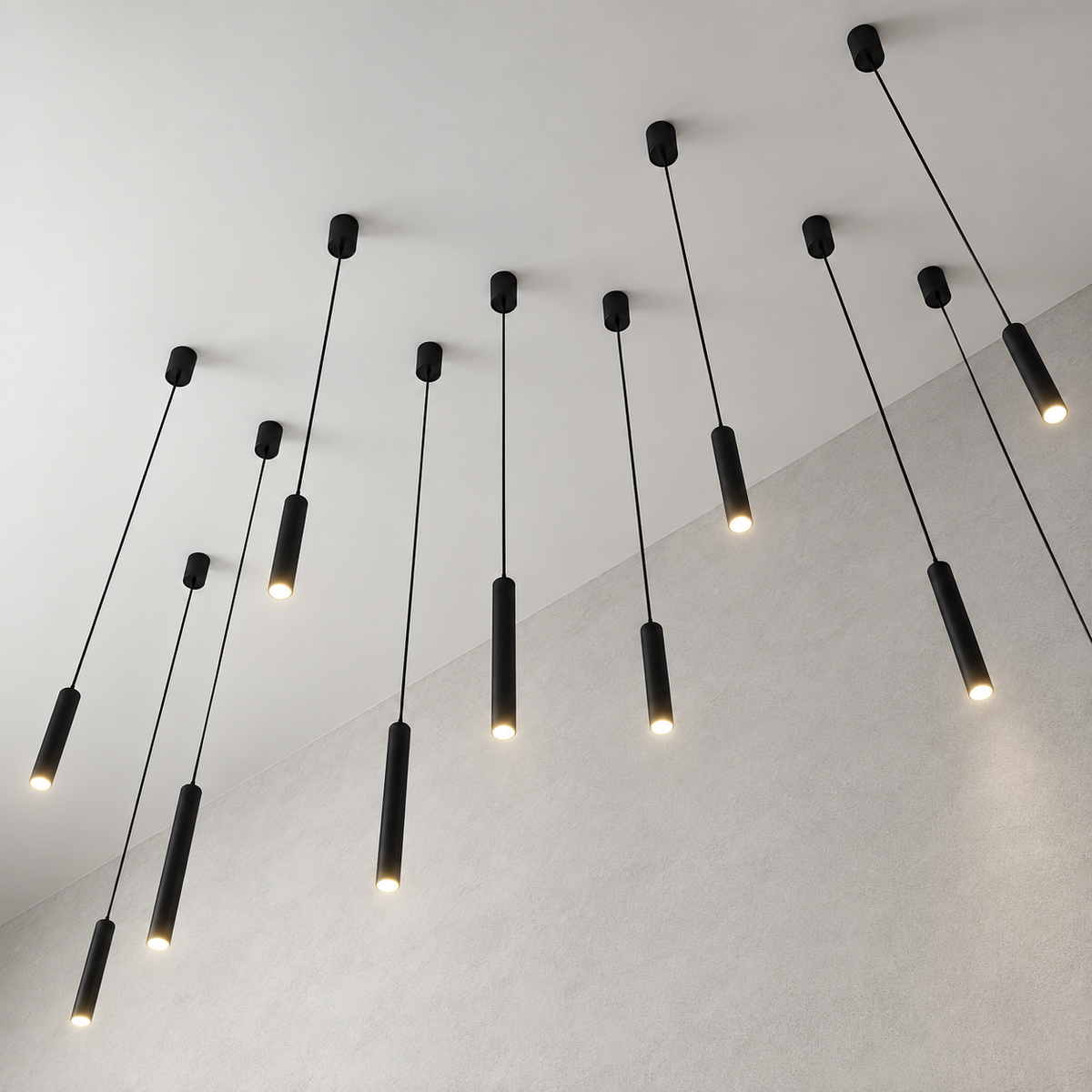 Світильник підвісний чорний H - 20 cm / H - 35 cm Led 3W 3000K / 4000K Black Tube 261025-100009051