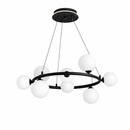 Люстра чорна підвісна кільцева з 8 матовими плафонами D-68 cm G9x8+Led Black+White Bubbles 260288-100007470