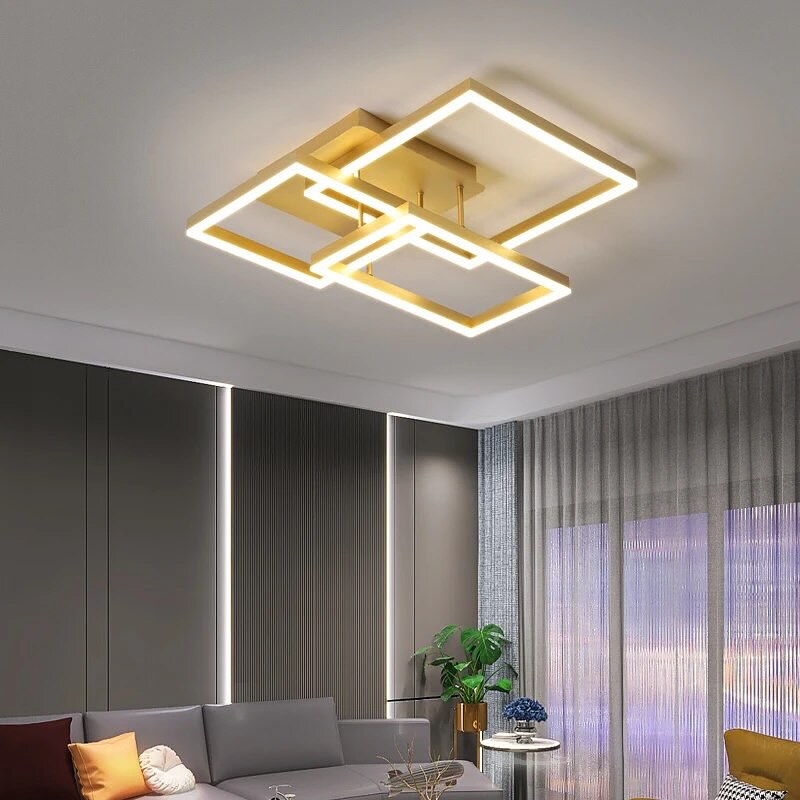 Люстра стельова з пультом Squares and rectangle L-73 Led 120W 3000K-6000K Silver / Gold / Coffee / White 240419-100003235