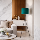 Торшер на тринога чорний з текстильним смарагдовим абажуром D-40 cm E27 Emerald Barrel Floor Lamp 251240-100006909