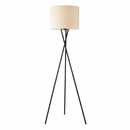 Торшер тринога чорний з текстильним бежевим абажуром D-40 cm E27 Beige Barrel Floor Lamp 251240-100006910