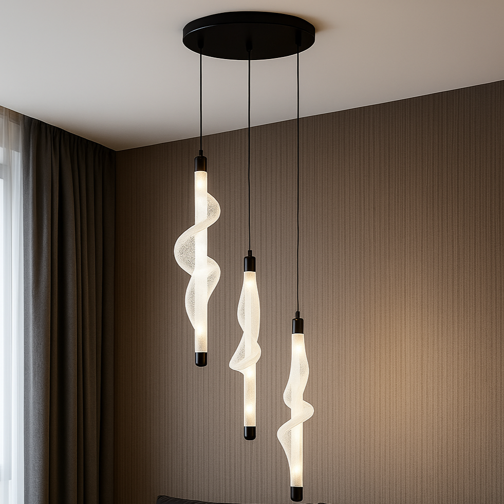 Підвісна люстра Silk 25W 4000K H-150 cm Black + White 250431-100004326