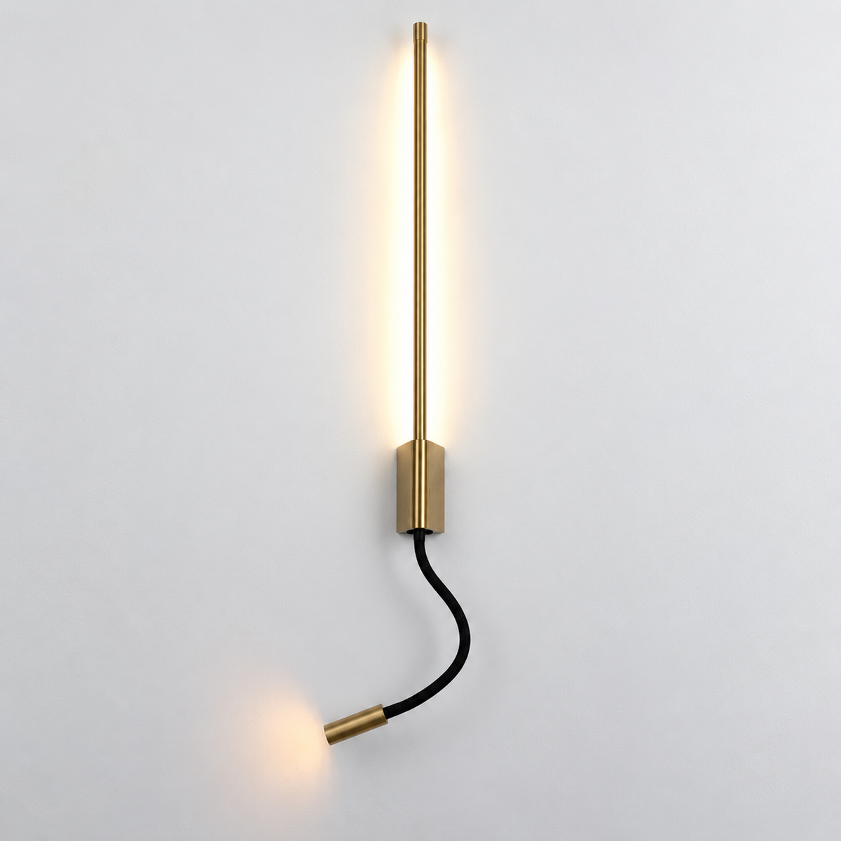 Світильник настінний латунь з направленим спотом H - 53 cm / 73 cm / 93 cm Led 6W / 8W / 12W 4000K Copper Pipe Line Flex 260936-100008931