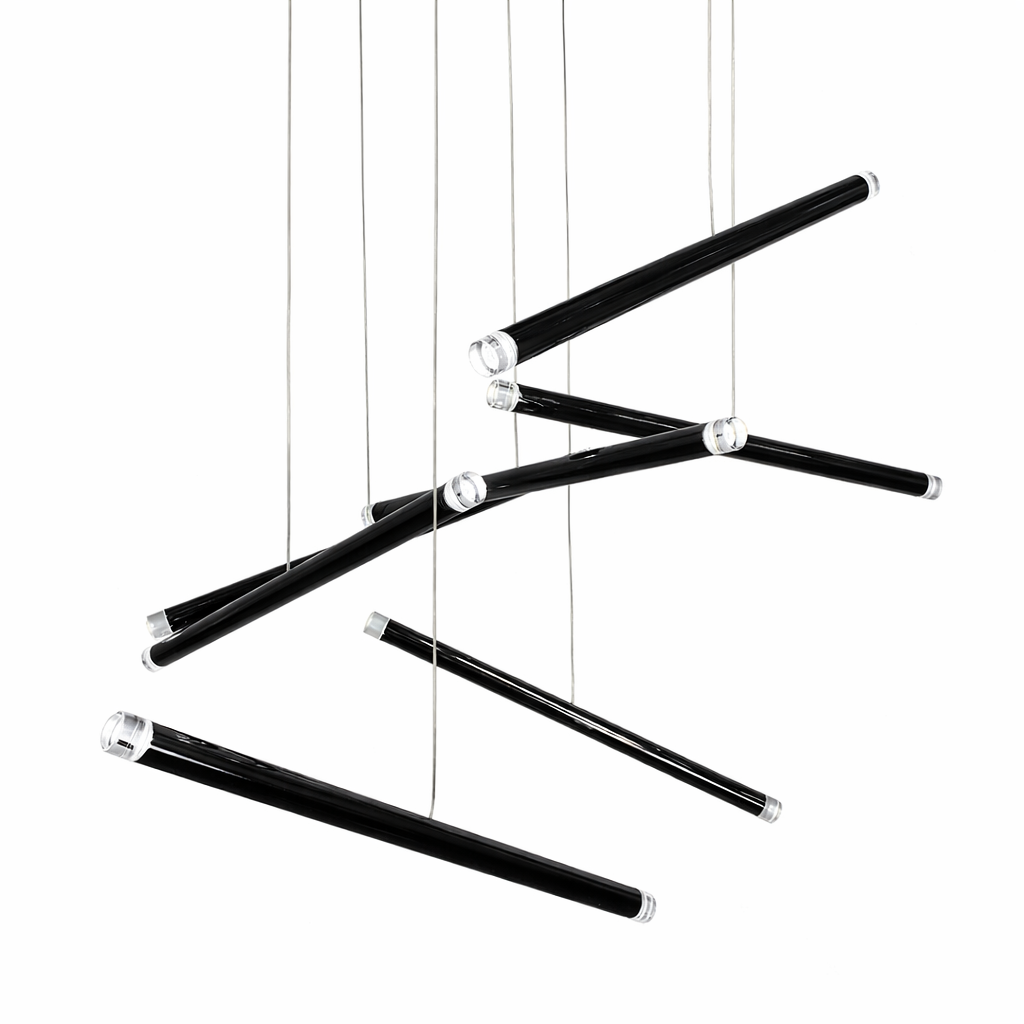 Люстра чорна каскадна трубчаста L-85 cm Led 23W Black Cascade Tube 260218-100007460
