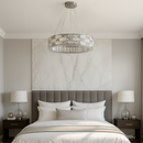 Люстра підвісна срібна світлодіодна зі скляним плафоном  L-50 cm Led 38W Chrome+Transparent Crystal diamond 251135-100006619