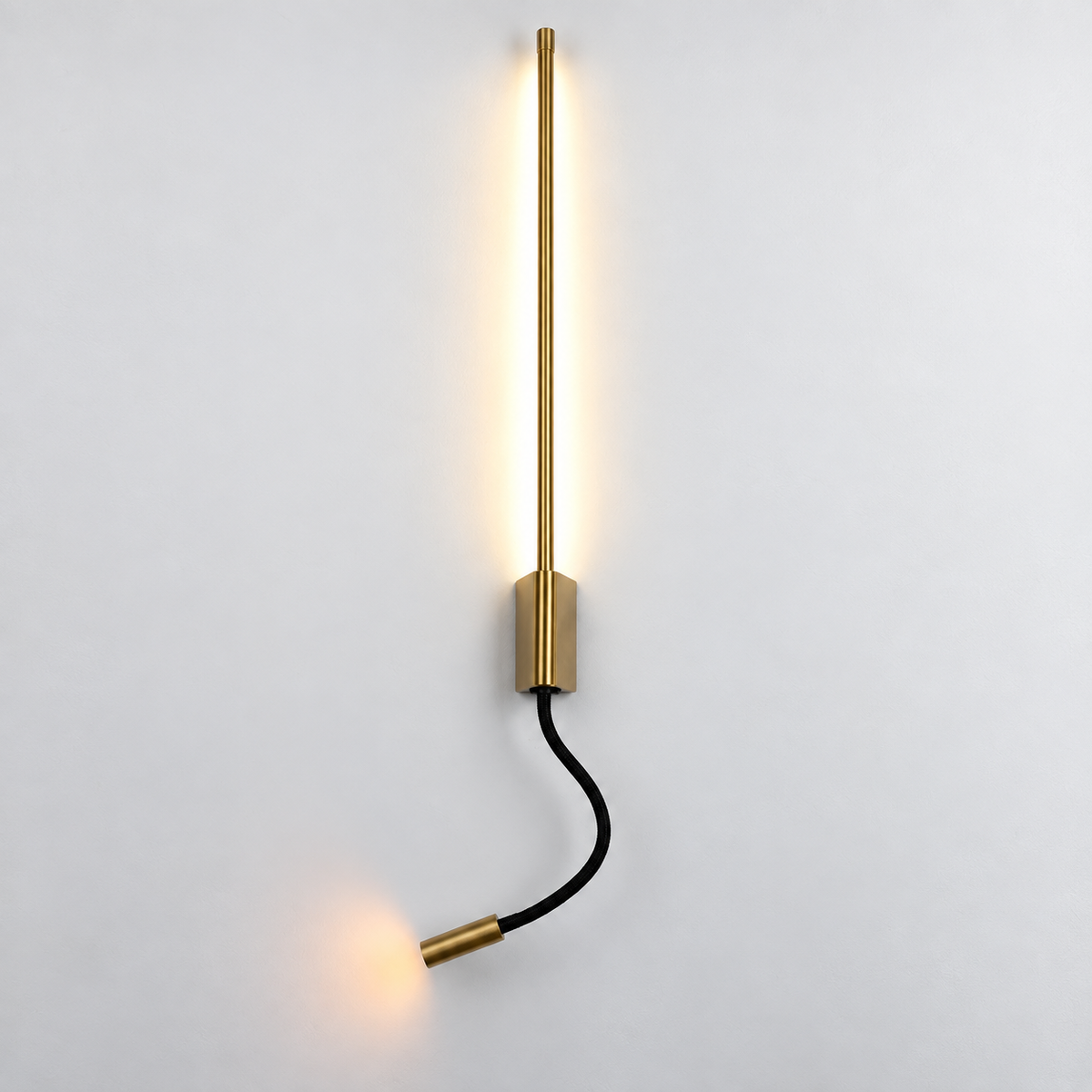 Світильник настінний латунь з направленим спотом H - 53 cm / 73 cm / 93 cm Led 6W / 8W / 12W 4000K Copper Pipe Line Flex 260936-100008931