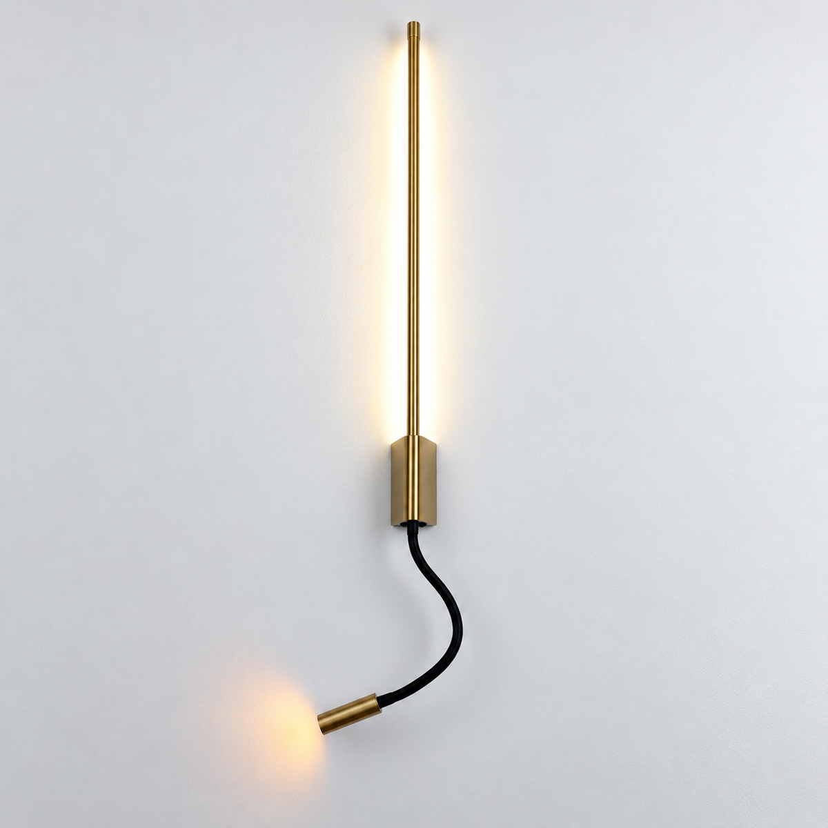 Світильник настінний латунь з направленим спотом H - 53 cm / 73 cm / 93 cm Led 6W / 8W / 12W 4000K Copper Pipe Line Flex 260936-100008931