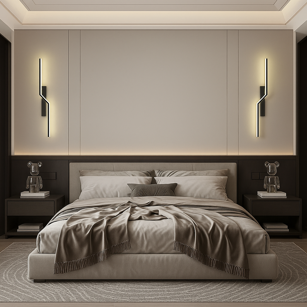 Бра чорне світлодіодне Left / Right H-60 cm/H-100 cm Led 13W/8W Black Double lines 230718-100002333