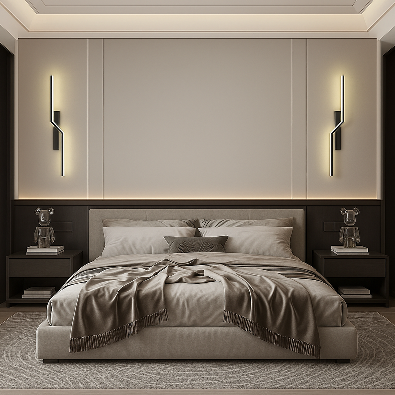 Бра чорне світлодіодне Left / Right H-60 cm/H-100 cm Led 13W/8W Black Double lines 230718-100002333