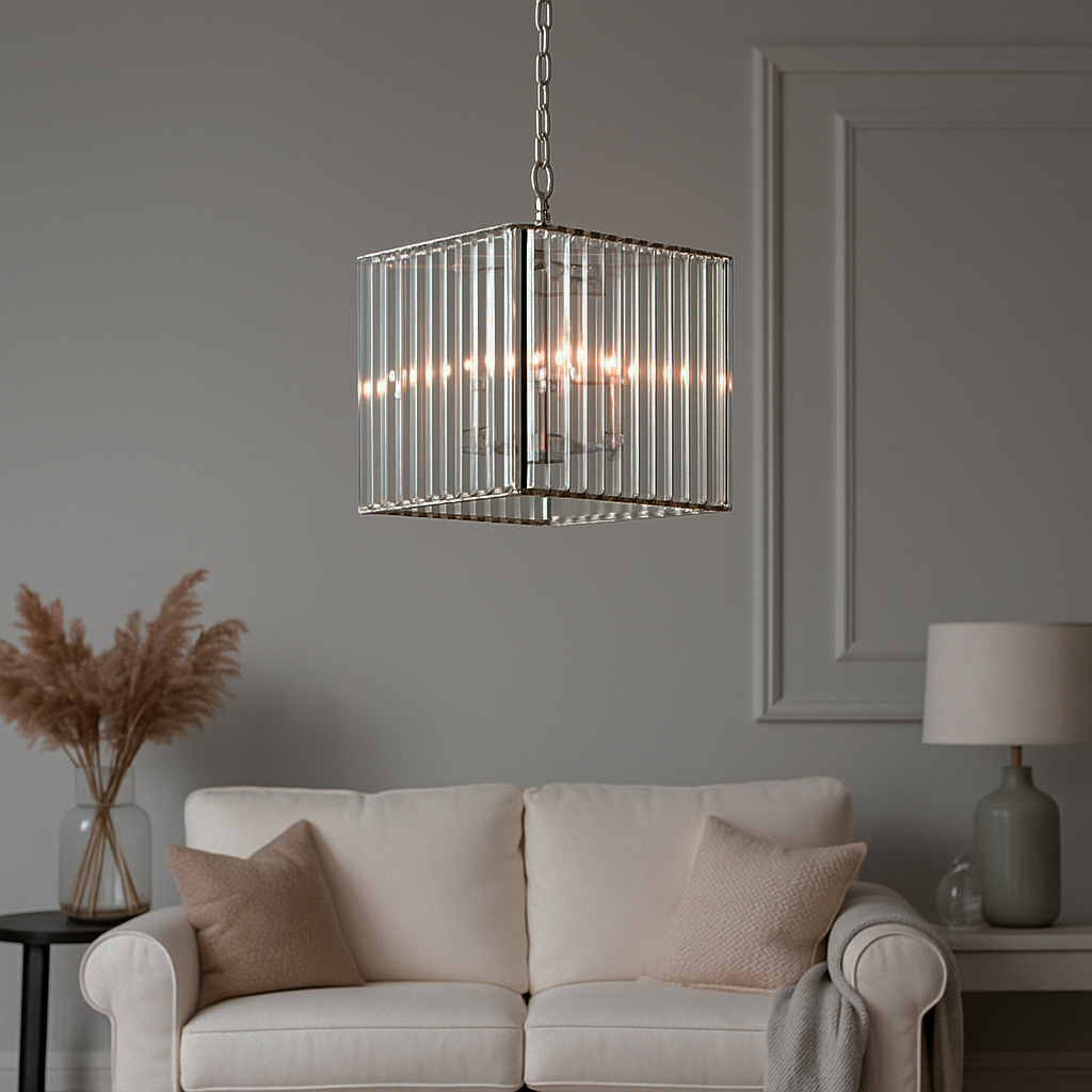 Люстра Кришталева Ланцюжок Crystal Square H-30 см 4*E14 Gold + Transparent 230818-100002470