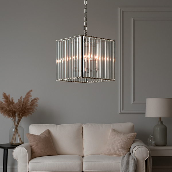 Люстра Кришталева Ланцюжок Crystal Square H-30 см 4*E14 Gold + Transparent 230818-100002470