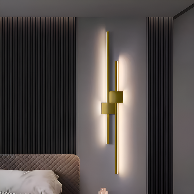 Бра лінійне Double lines square H60 / H80 / H100 Led 18-28W Gold 250419-100004359